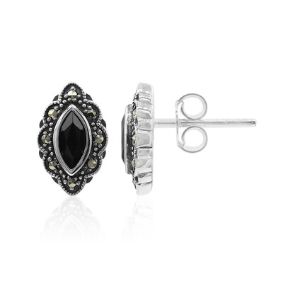 Boucles d'oreilles en argent et Spinelle noir