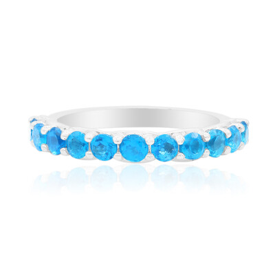 Bague en argent et Apatite bleu néon