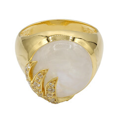 Bague en argent et Pierre de Lune arc-en-ciel