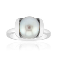 Bague en argent et Perle de culture d'eau douce argentée (TPC)