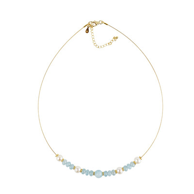 Collier en acier inoxydable et Aigue-marine