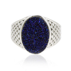 Bague en argent et Agate étincelante bleu cobalt