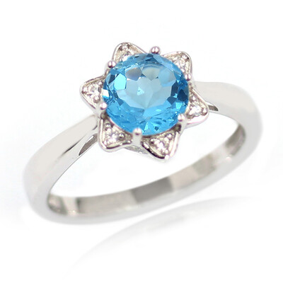 Bague en argent et Topaze bleu Suisse