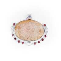 Pendentif en argent et Corail fossilisé