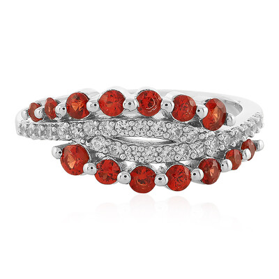Bague en argent et Rubis rouge du soir