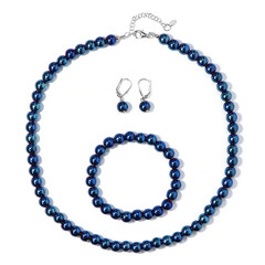 Parure en argent et Hématite bleu royal