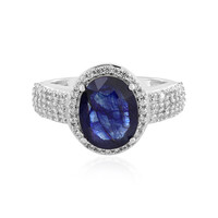 Bague en argent et Saphir bleu de Madagascar