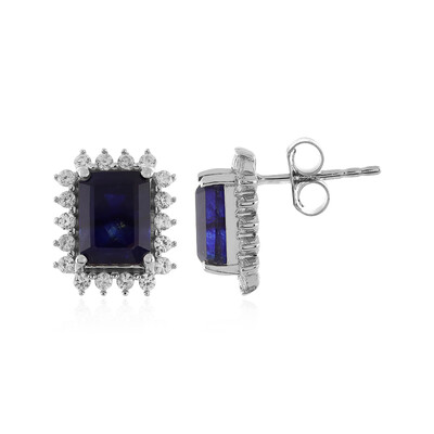 Boucles d'oreilles en argent et Saphir bleu de Madagascar