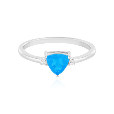 Bague en argent et Opale bleue d'Éthiopie
