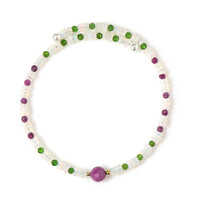 Bracelet en acier et Rubis du Mozambique (Riya)