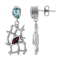 Boucles d'oreilles en argent et Topaze bleu ciel