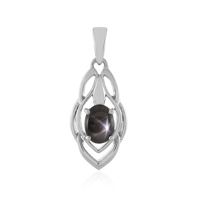 Pendentif en argent et Saphir étoilé noir
