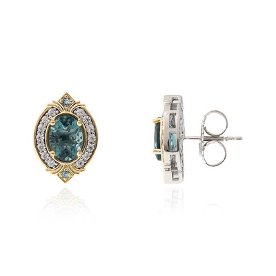 Boucles d'oreilles en argent et Fluorite bleu pétrole (Dallas Prince Designs)