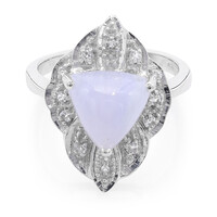 Bague en argent et Agate zonée bleue