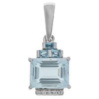 Pendentif en platine et Aigue-marine
