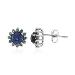 Boucles d'oreilles en argent et Saphir étoilé bleu