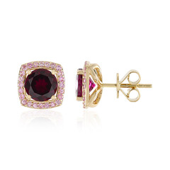 Boucles d'oreilles en or et Rhodolite framboise AAA (SUHANA)
