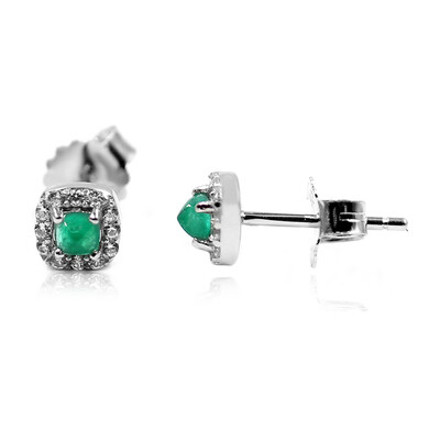 Boucles d'oreilles en argent et Emeraude de Colombie