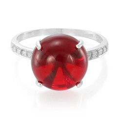 Bague en argent et Ambre rouge de la Dominique
