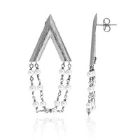 Boucles d'oreilles en argent et Perle de culture d'eau douce (Joias do Paraíso)