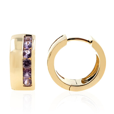 Boucles d'oreilles en or et Saphir pourpre de Ceylan non chauffé