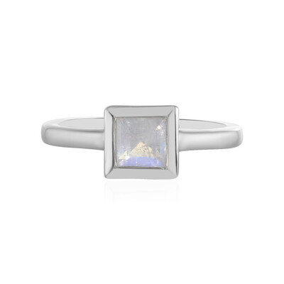 Bague en argent et Pierre de Lune arc-en-ciel