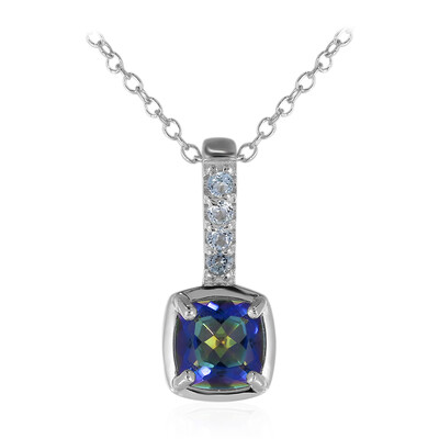 Collier en argent et Quartz mystique bleu