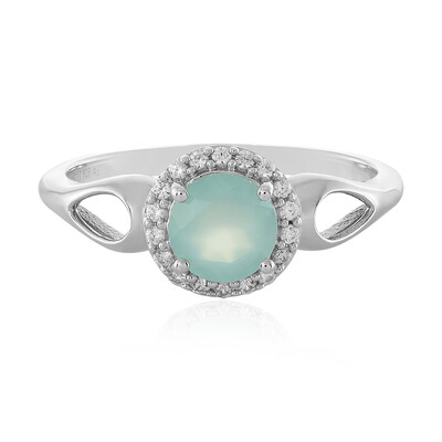 Bague en argent et Calcédoine d'eau