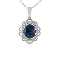 Collier en argent et Saphir étoilé bleu