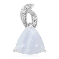 Pendentif en argent et Agate zonée bleue