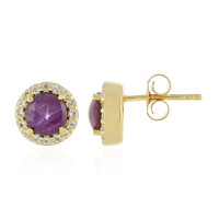 Boucles d'oreilles en argent et Rubis étoilé de Channapatna