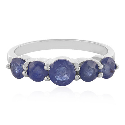 Bague en argent et Saphir bleu de Madagascar