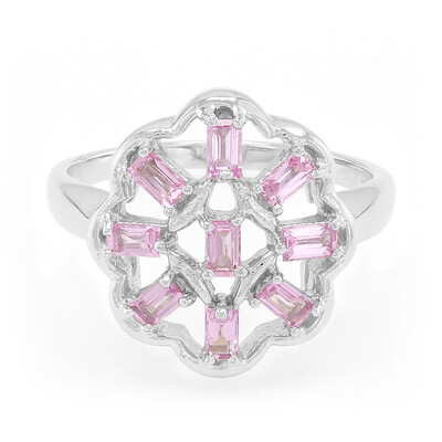 Bague en argent et Saphir rose de Ceylan