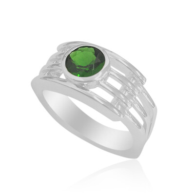 Bague pour homme en argent et Diopside de Russie