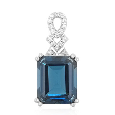 Pendentif en platine et Topaze bleu de Londres