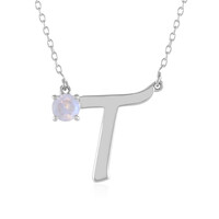 Collier en argent et Pierre de Lune arc-en-ciel