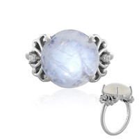 Bague en argent et Pierre de Lune arc-en-ciel