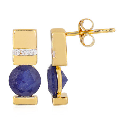 Boucles d'oreilles en argent et Saphir bleu de Madagascar