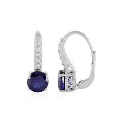Boucles d'oreilles en argent et Saphir bleu de Madagascar