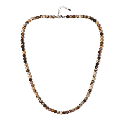 Collier en argent et Jaspe zèbre rouge
