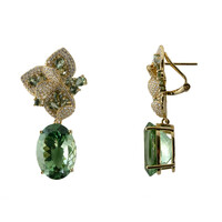 Boucles d'oreilles en or et Améthyste verte du Rio Grande (de Melo)