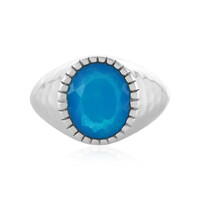 Bague en argent et Opale bleue d'Éthiopie