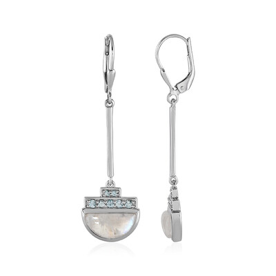 Boucles d'oreilles en argent et Pierre de lune bleue (KM by Juwelo)