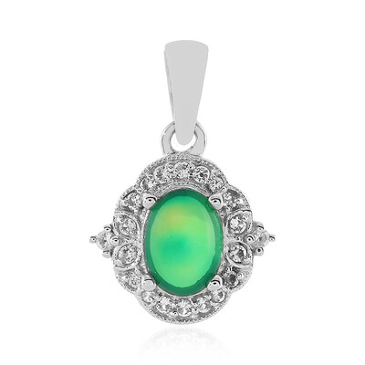 Pendentif en argent et Opale verte d'Éthiopie