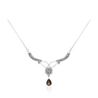 Collier en argent et Quartz fumé