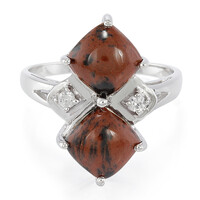 Bague en argent et Obsidienne acajou