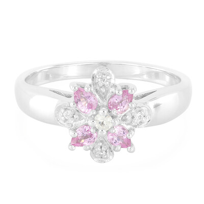 Bague en argent et Saphir rose de Ceylan