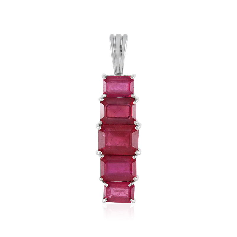 Pendentif Fleur Argent 925 - Avec Rubis Et CZ, Neuf Jamais Porté, Fabriqué En France