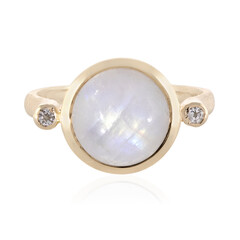 Bague en argent et Pierre de Lune arc-en-ciel