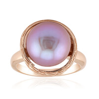 Bague en argent et Perle Ming de couleur pourpre (TPC)